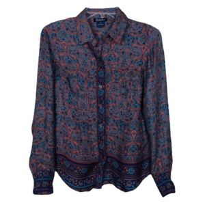 Lucky Brand | button down print top size xs